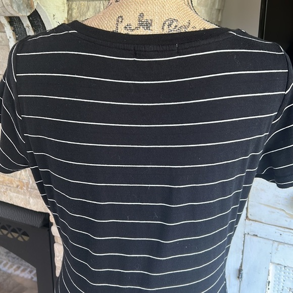 Sundry black t-shirt crew neck dress w white stripe and ruching down side lined - Picture 11 of 16